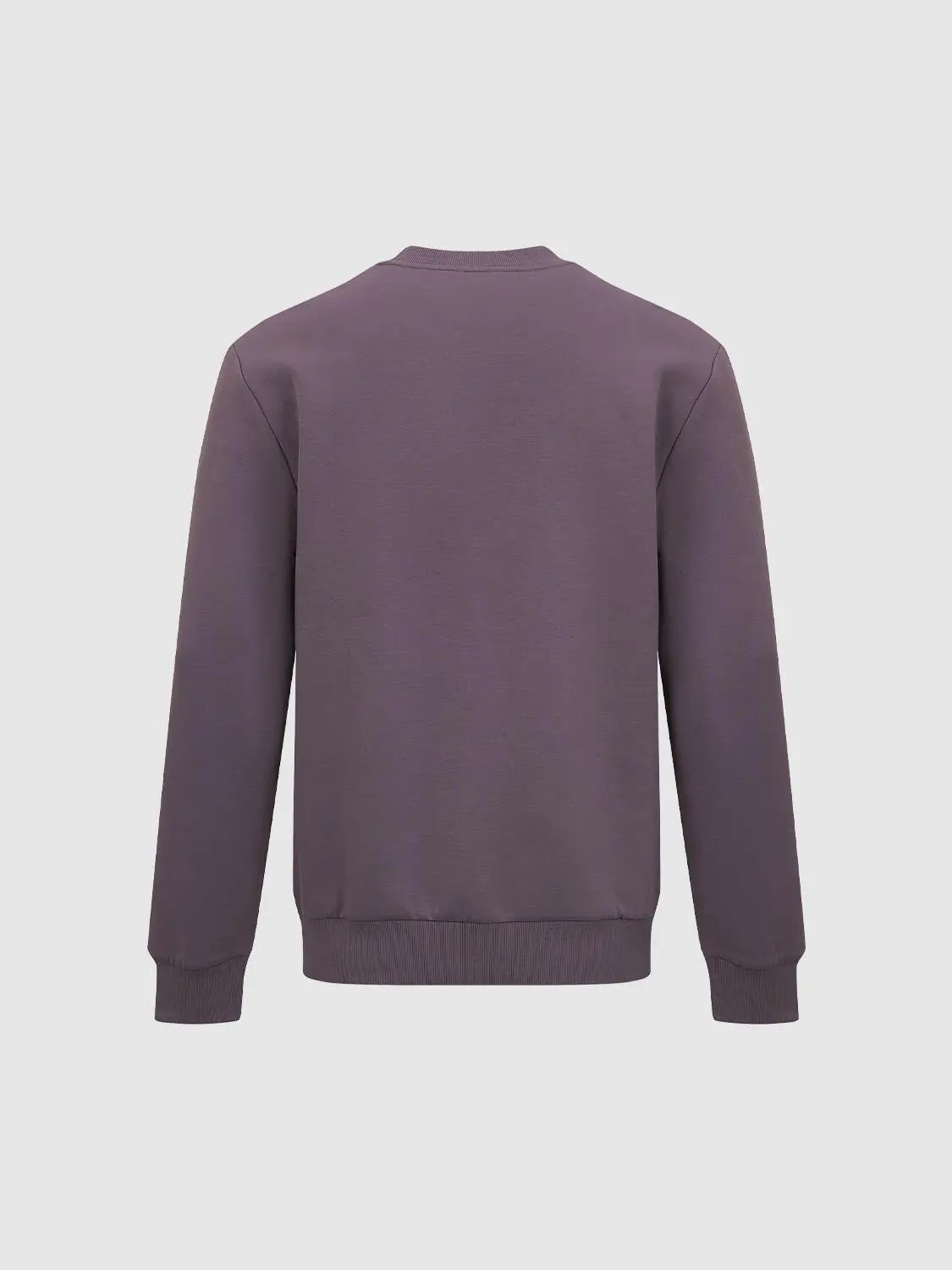 Ribbed Long Sleeve Crew Neck Cotton Blend Sweatshirt