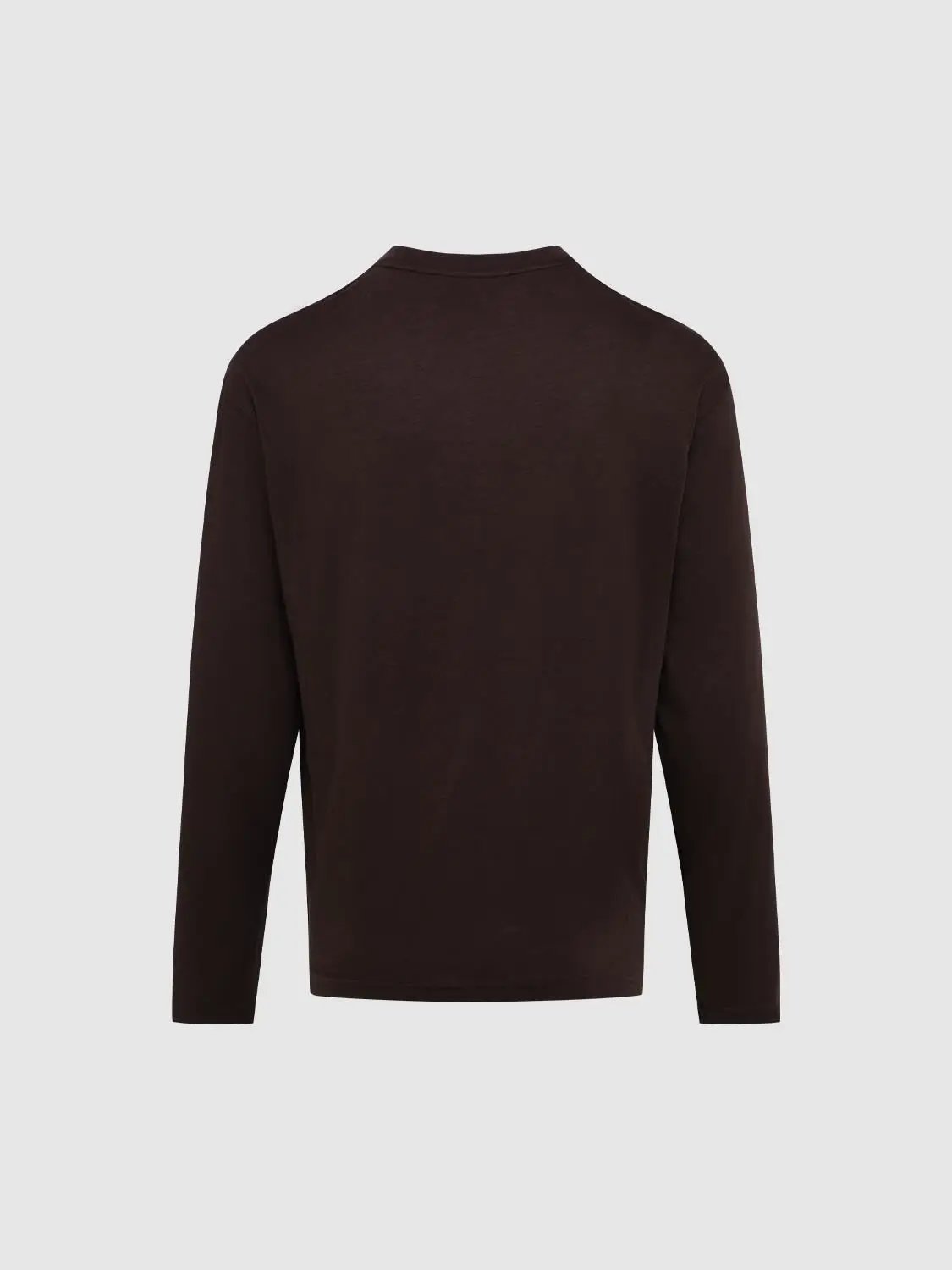 Solid Crew Neck Long Sleeve Cotton Blend T-Shirt