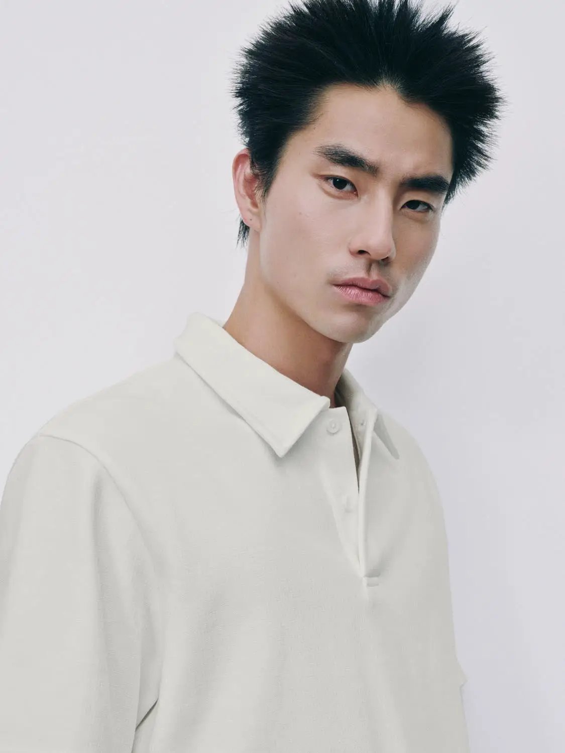 Textured Brushed Polo Cotton Blend Shirt