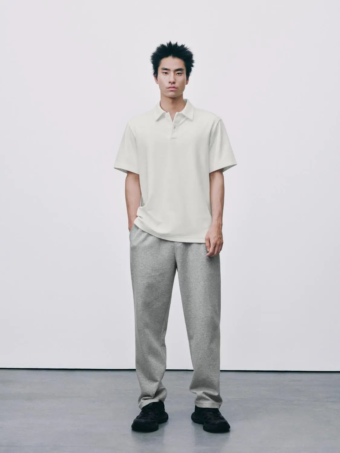 Textured Brushed Polo Cotton Blend Shirt