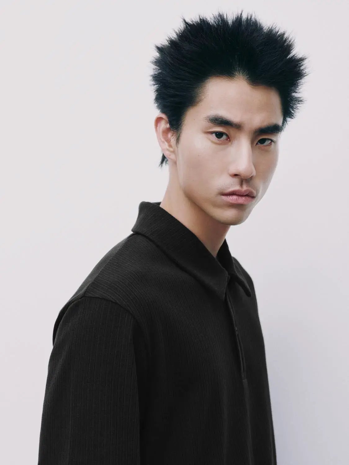 Ribbed Cotton Modal Polo Shirt