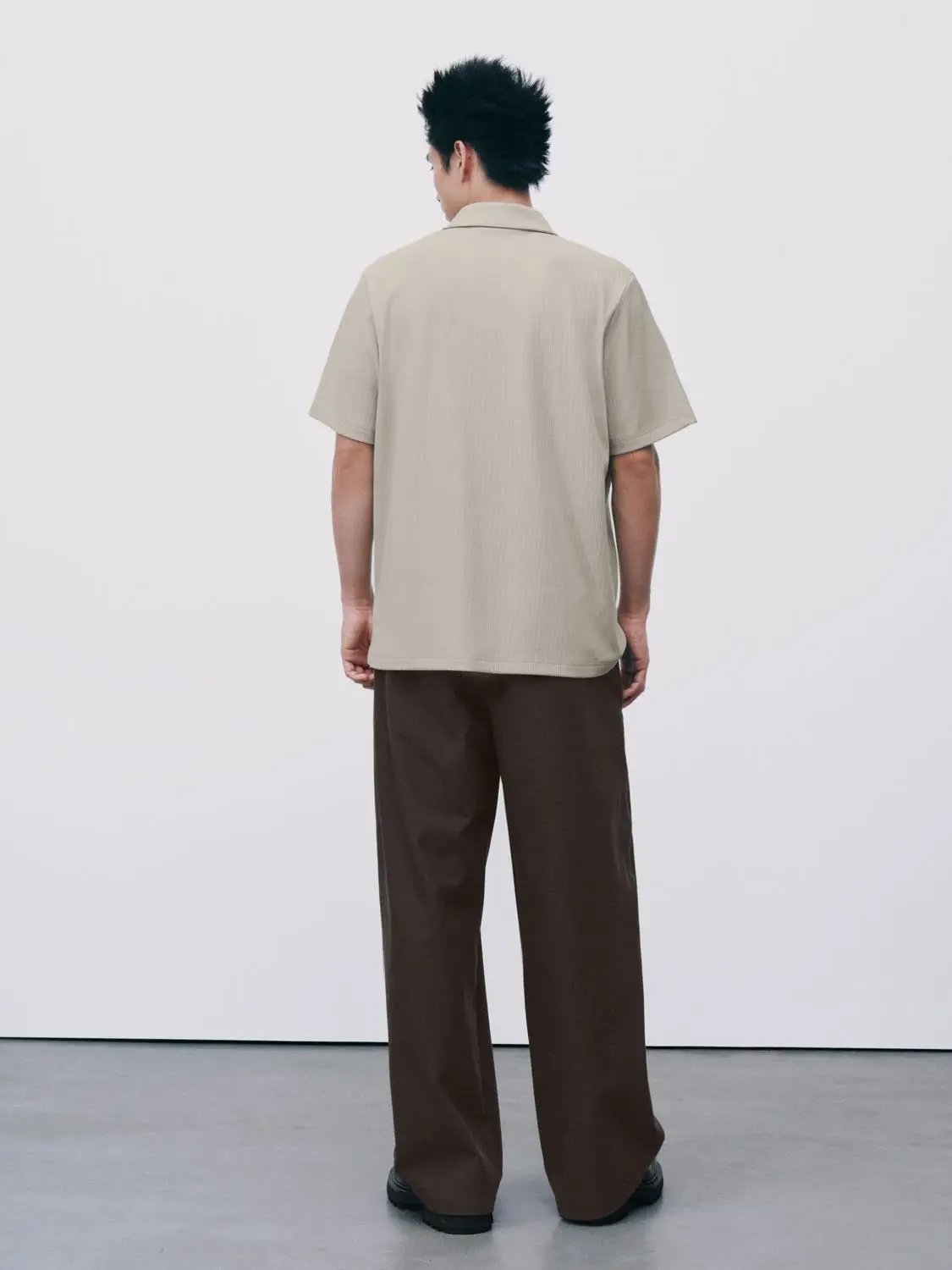 Ribbed Cotton Modal Polo Shirt