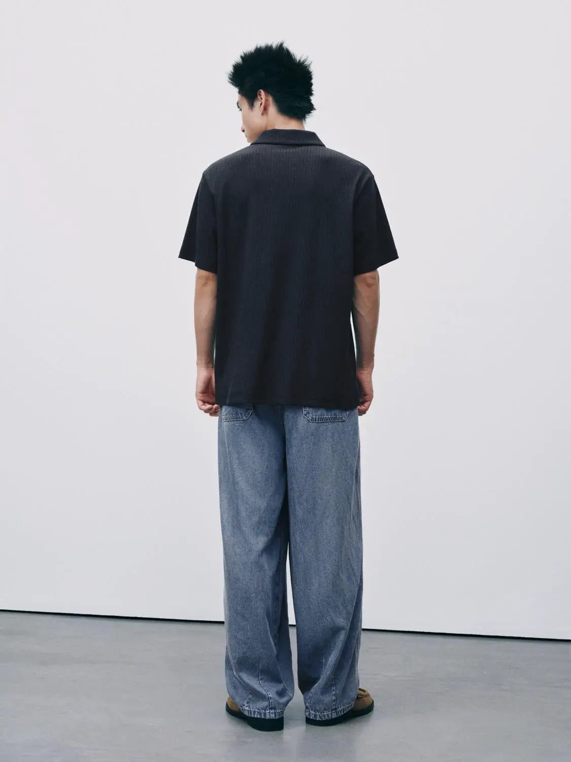 Ribbed Cotton Modal Polo Shirt