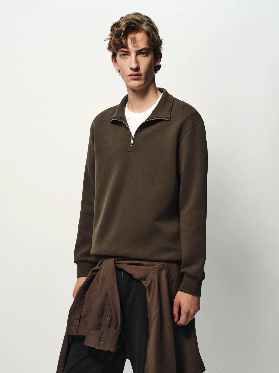 Half-Zip Collar Long Sleeve Sweatshirt