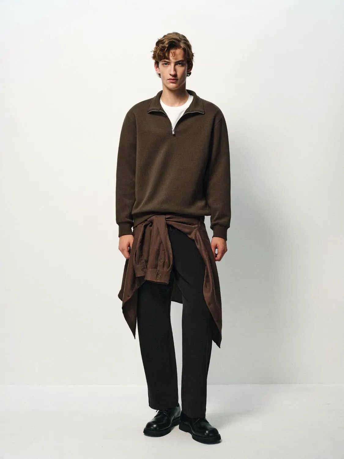 Half-Zip Collar Long Sleeve Sweatshirt