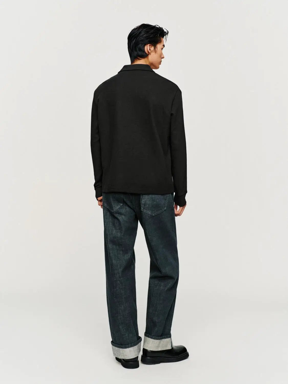 Textured Regular Fit Long Sleeve Polo Shirt