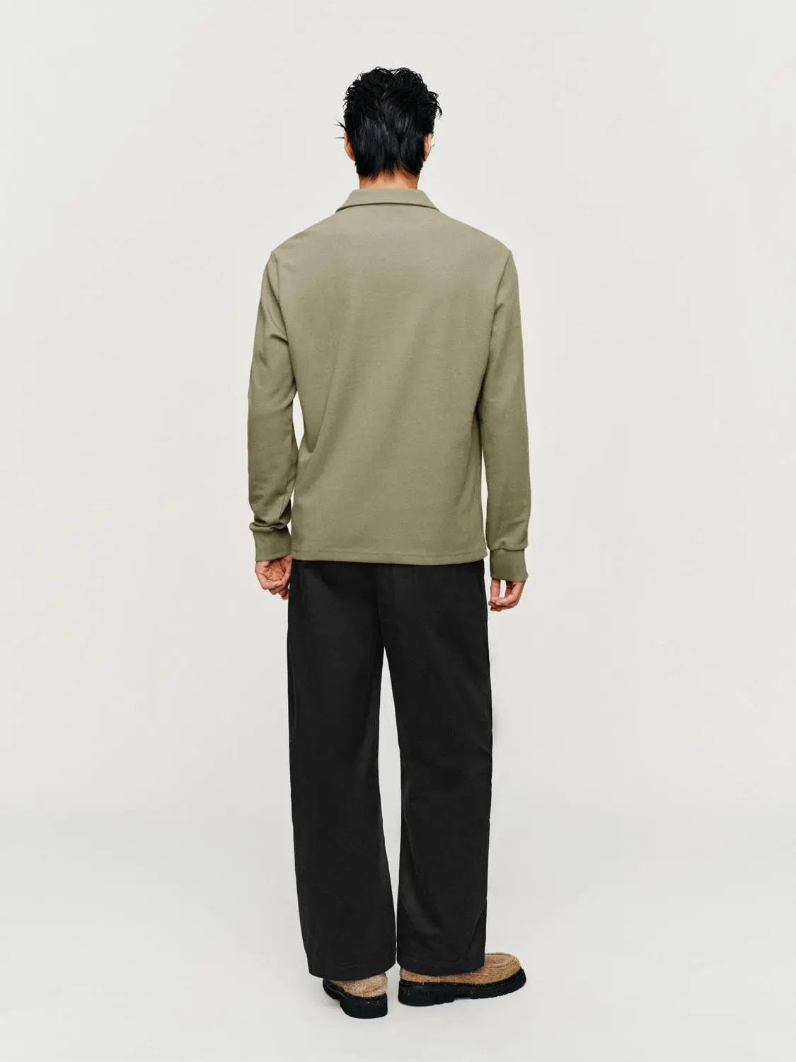 Textured Regular Fit Long Sleeve Polo Shirt