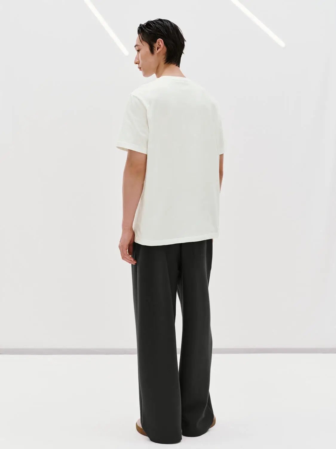 Elastic Waist Drawstring Pull On Straight Leg Cotton Pants