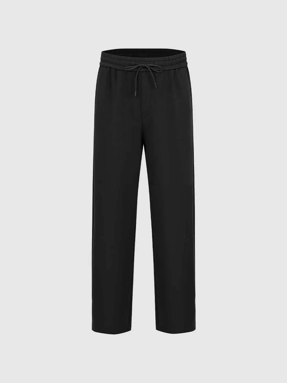 Elastic Waist Drawstring Pull On Straight Leg Cotton Pants