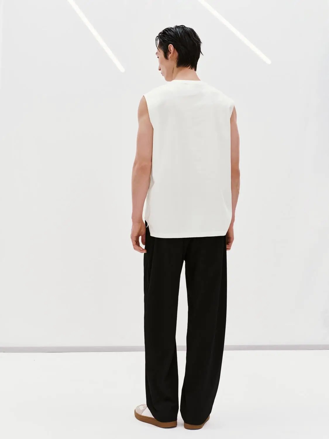 Elastic Waist Drawstring Pull On Straight Leg Cotton Pants