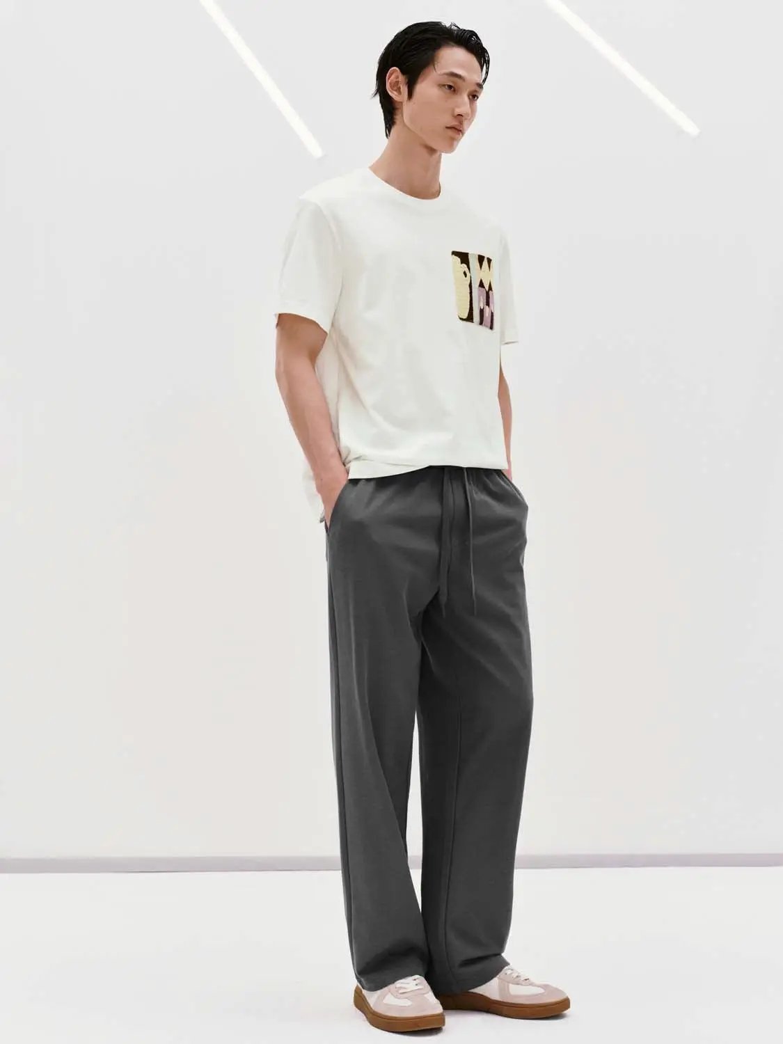 Drawstring Waist Wide-leg Pants