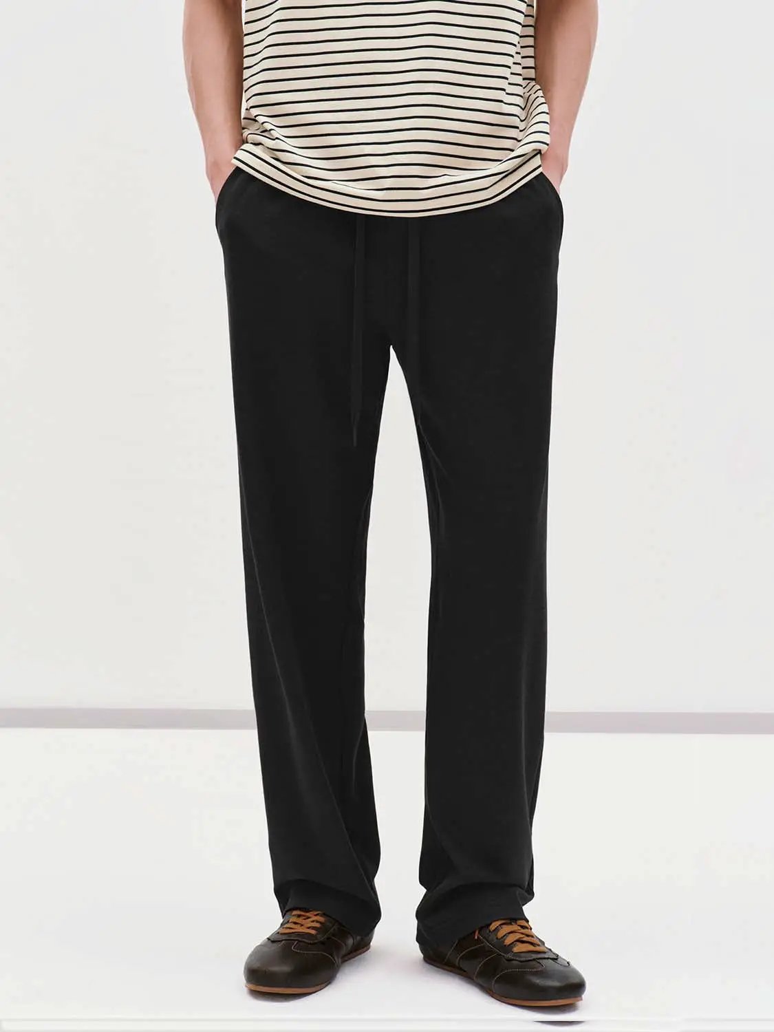 Drawstring Waist Wide-leg Pants