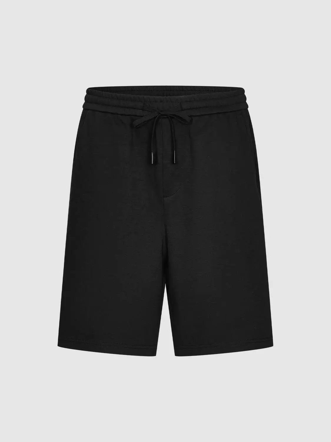 Loose Fit Drawstring Waist Solid Knee Length Casual Shorts