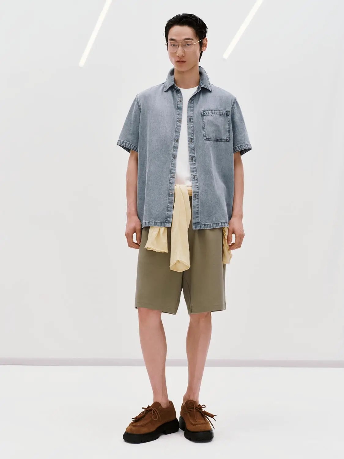 Loose Fit Drawstring Waist Solid Knee Length Casual Shorts