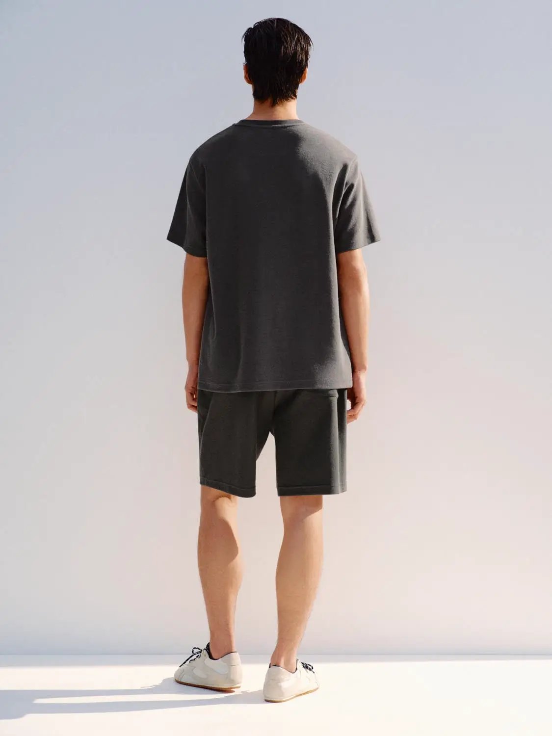 Elastic Drawstring Waist Cotton Blend Shorts