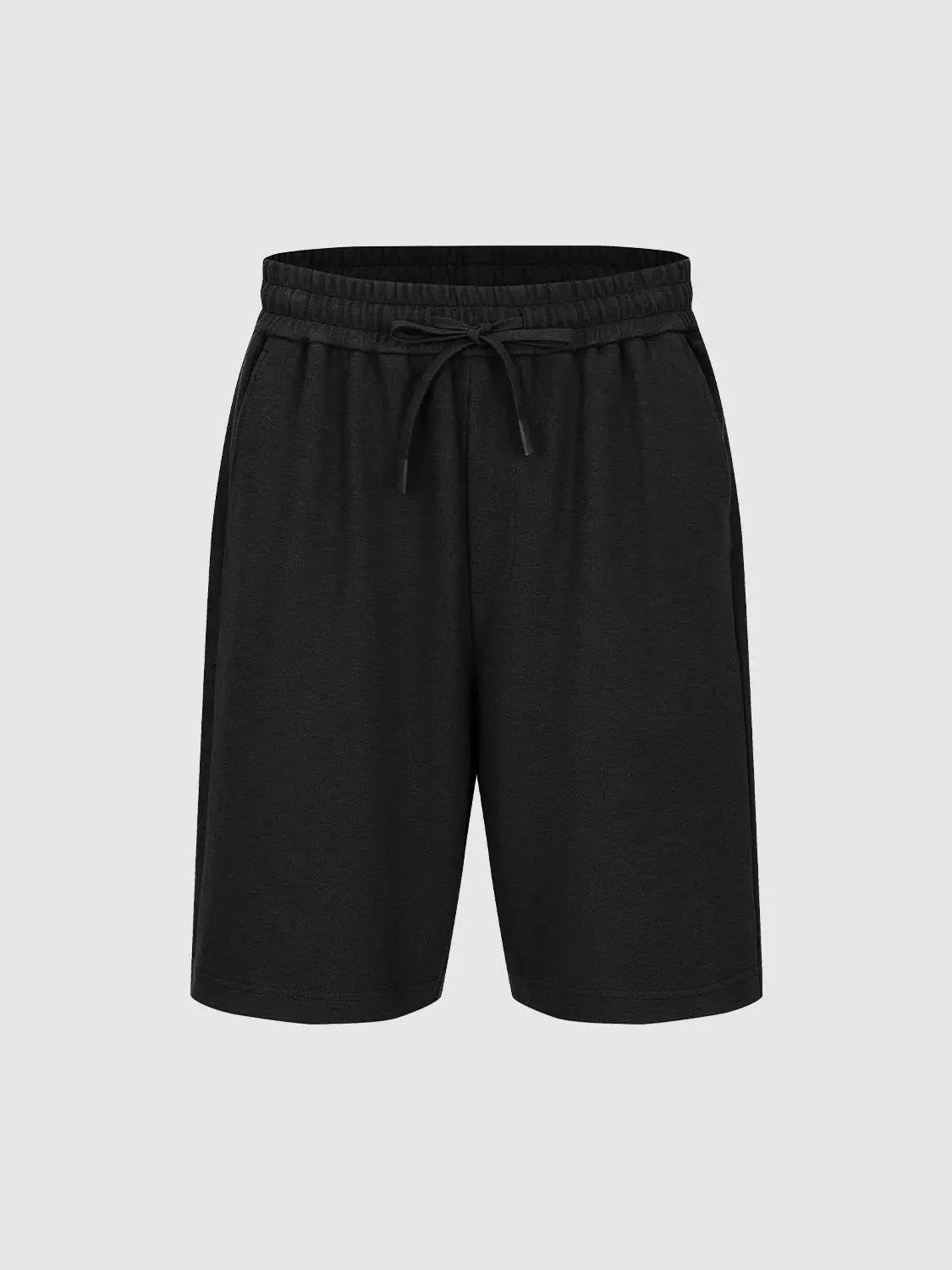 Elastic Drawstring Waist Cotton Blend Shorts