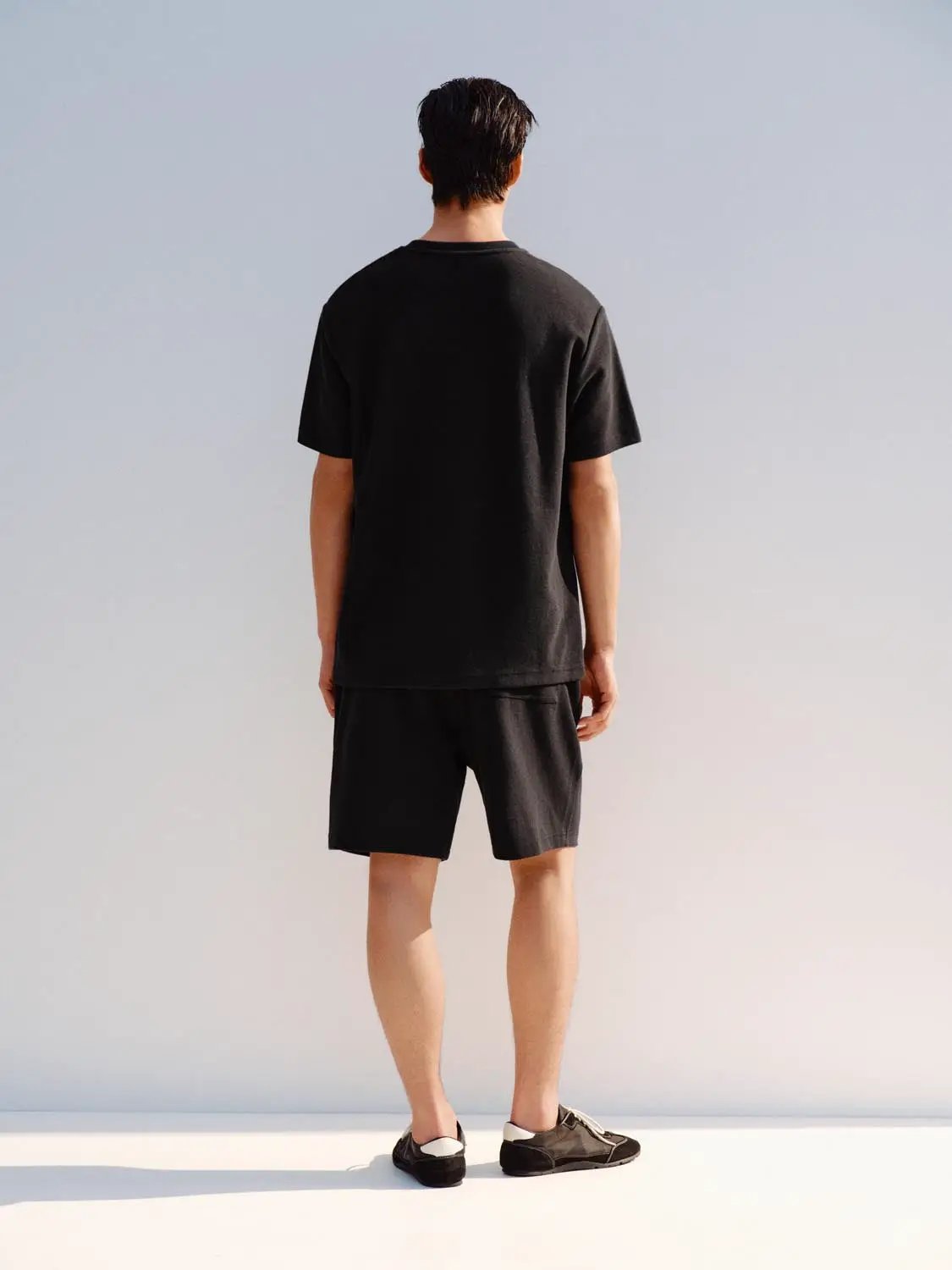 Elastic Drawstring Waist Cotton Blend Shorts