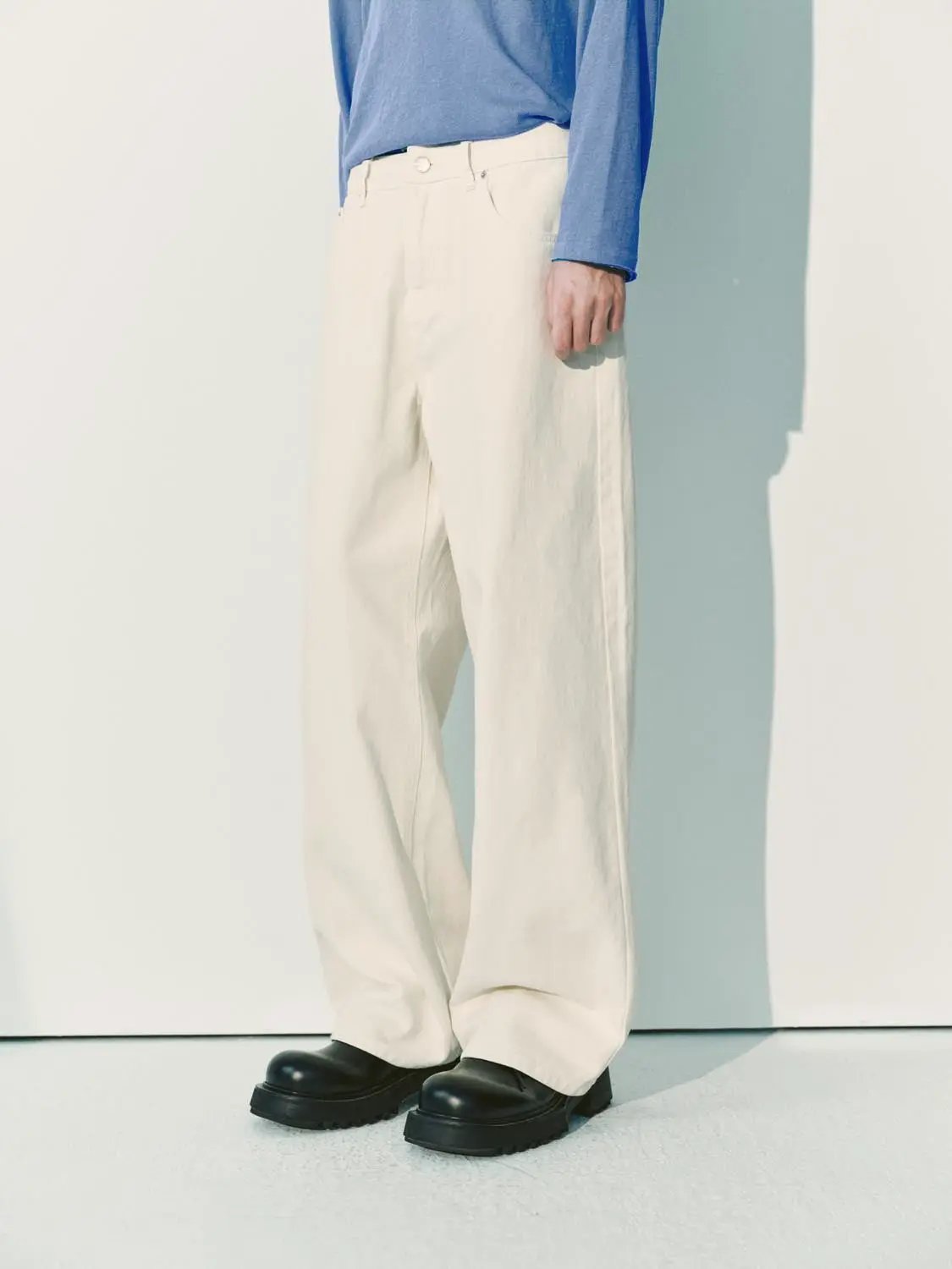 Mid-rise Relaxed Cotton Wide-leg Pants