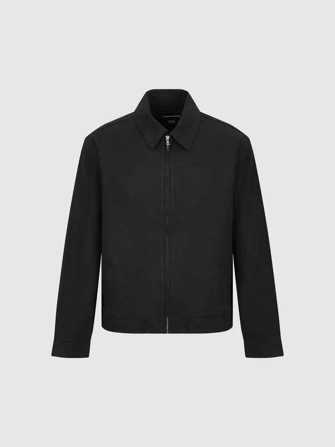 Zip Front Shirt Collar Long Sleeve Cotton Jacket