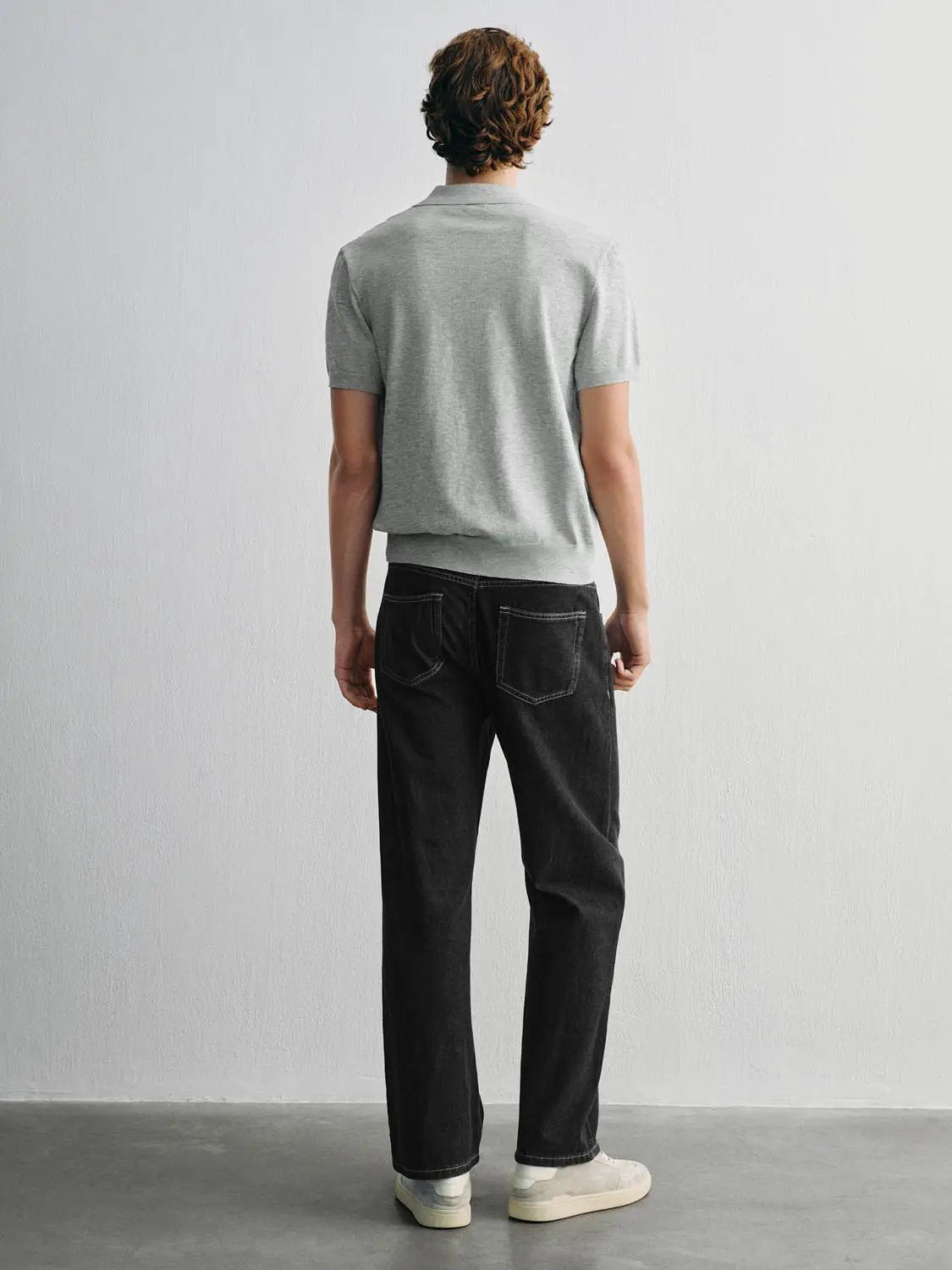 Heather Knit Short Sleeve Placket Button Polo Shirt