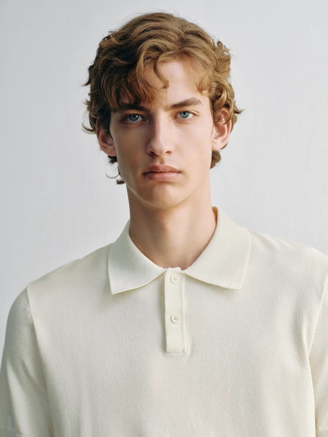Heather Knit Short Sleeve Placket Button Polo Shirt