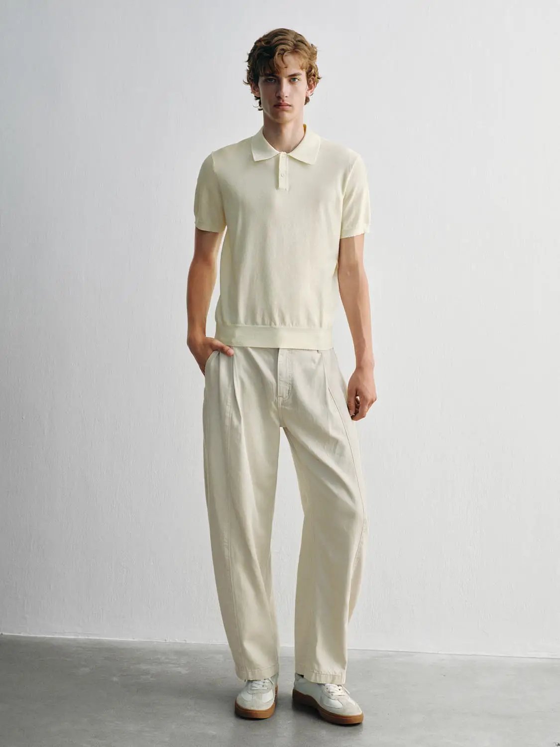 Heather Knit Short Sleeve Placket Button Polo Shirt