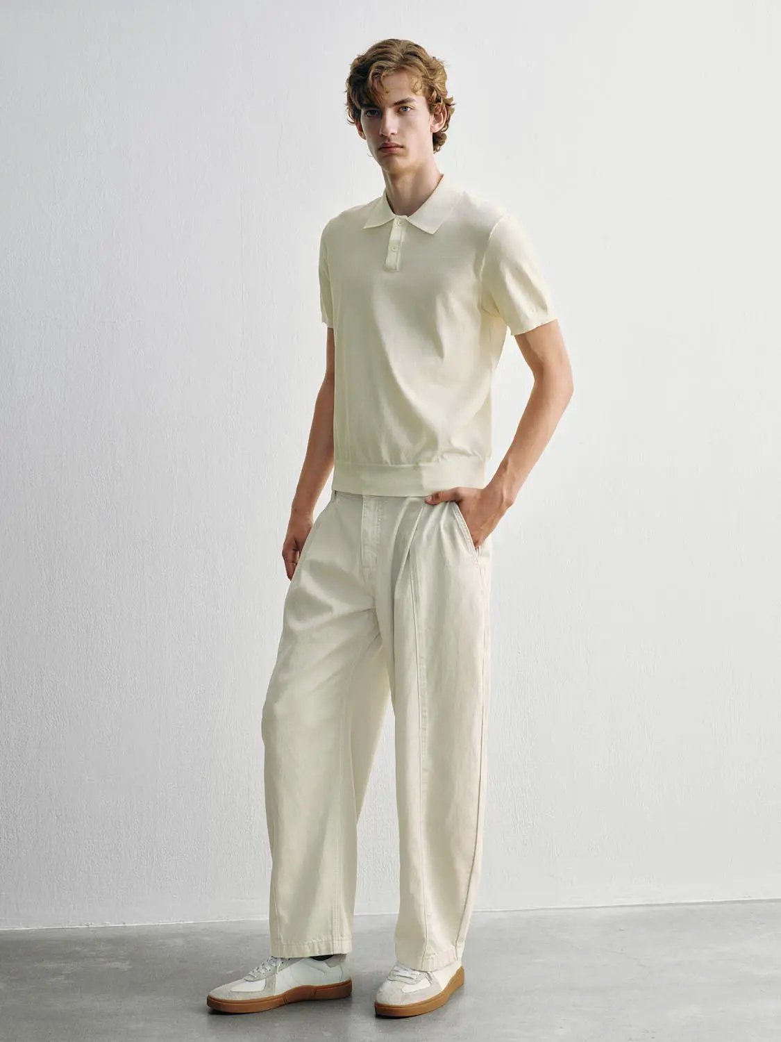 Heather Knit Short Sleeve Placket Button Polo Shirt