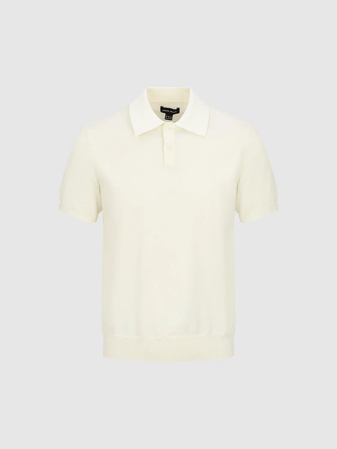 Heather Knit Short Sleeve Placket Button Polo Shirt