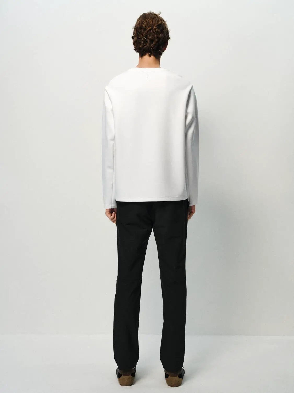 Oversized Crew Neck Long Sleeve Cotton Blend T-Shirt