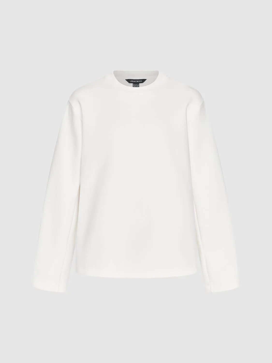 Oversized Crew Neck Long Sleeve Cotton Blend T-Shirt