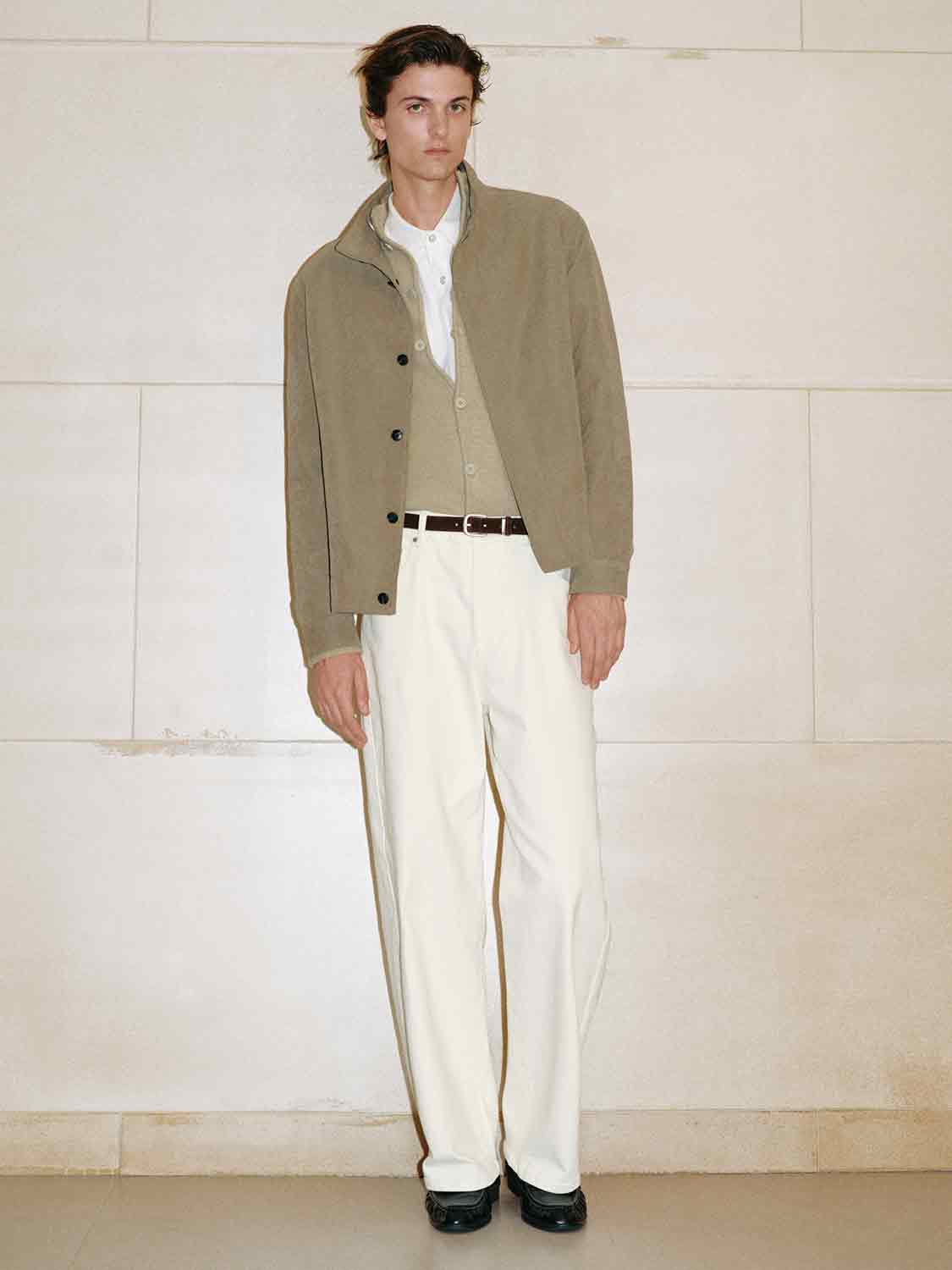 Textured Stand Collar Long Sleeve Jacket