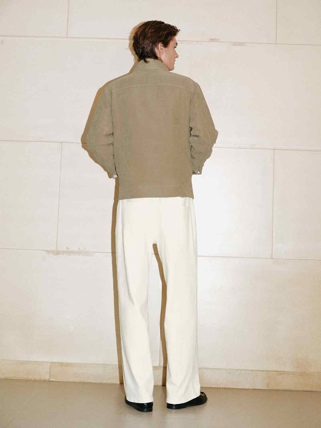 Textured Stand Collar Long Sleeve Jacket