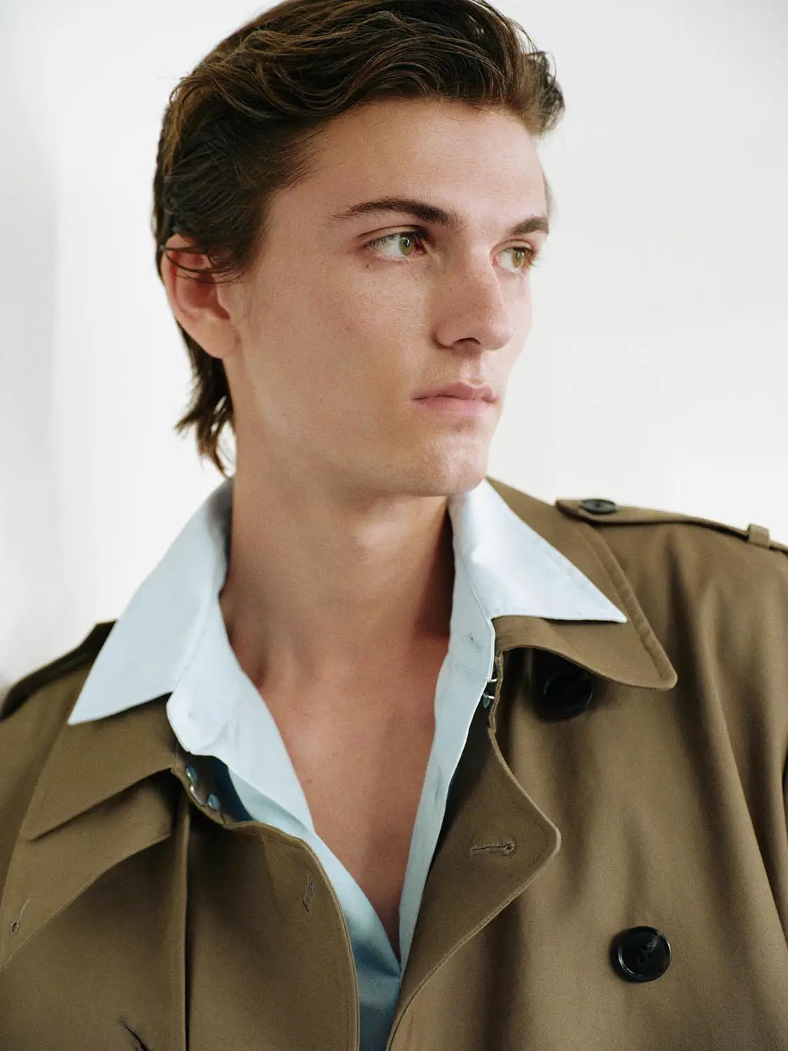 Double-Breasted Long Sleeve Belted Cotton Trench Coat