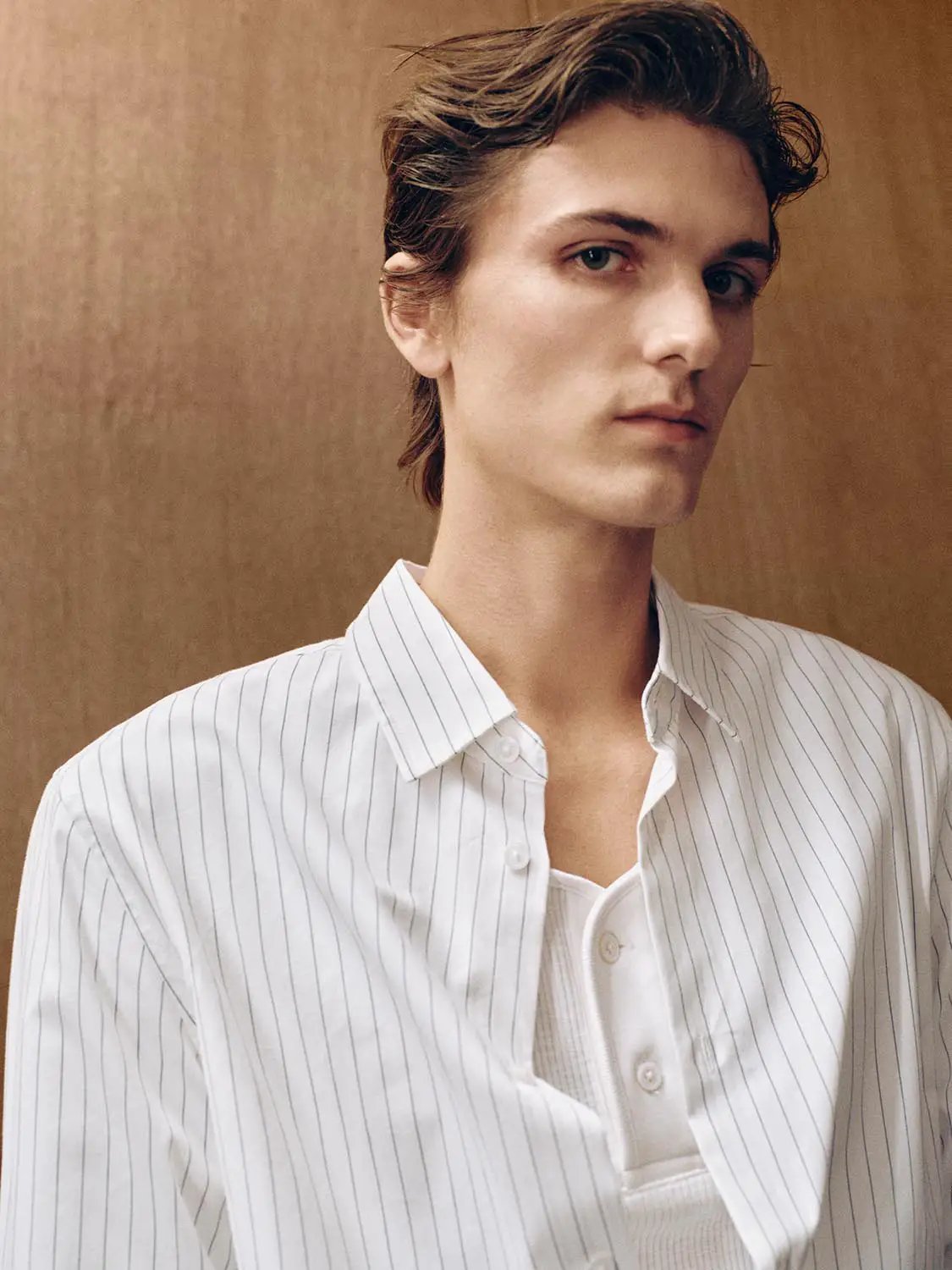 Striped Shirt Collar Long Sleeve Cotton Shirt