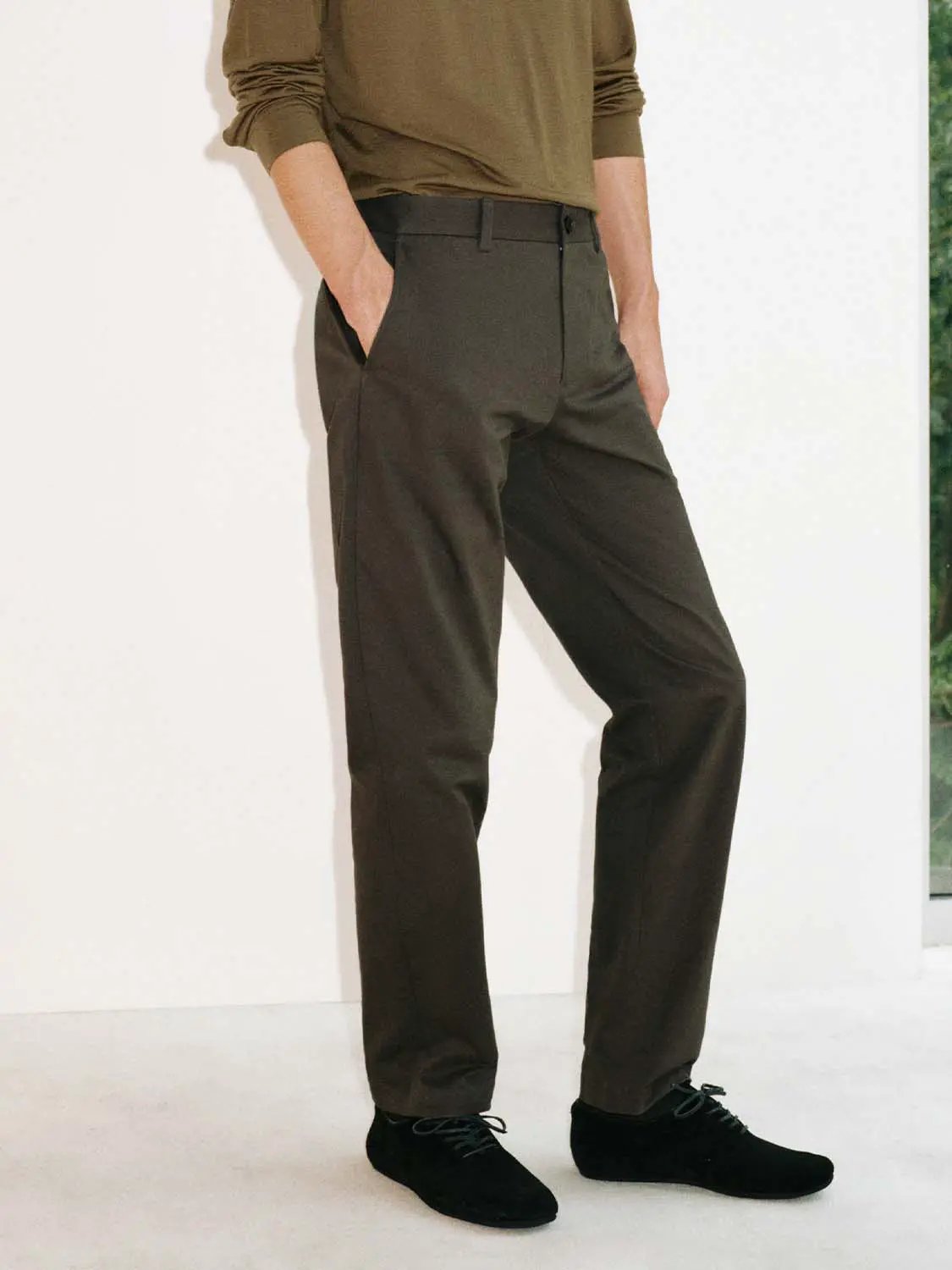 Regular Tailored Straight Leg Cotton Pants