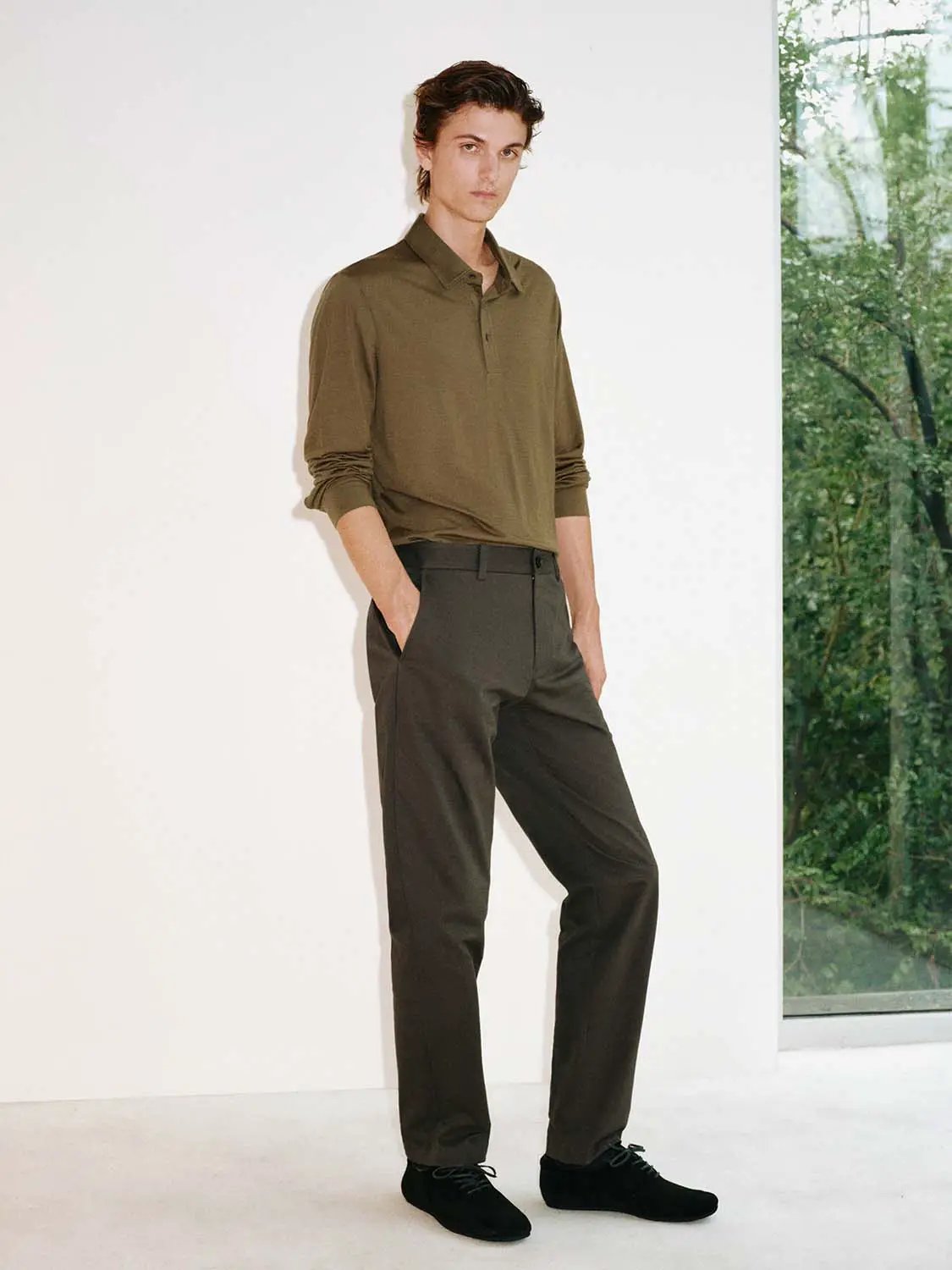 Regular Tailored Straight Leg Cotton Pants