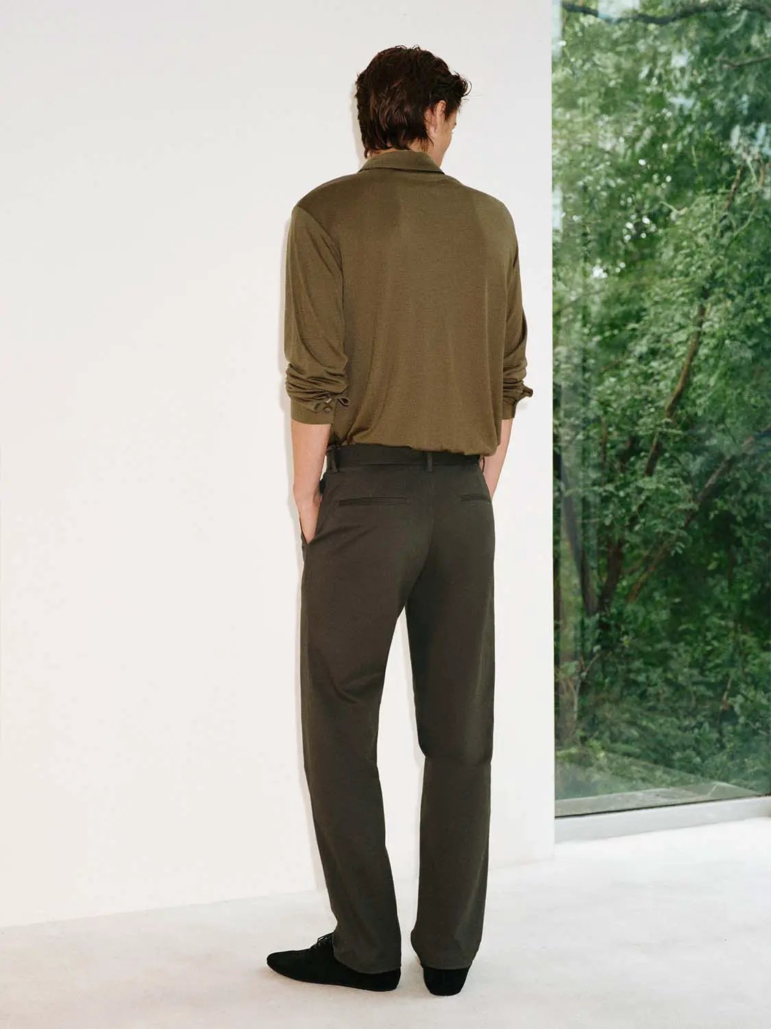 Regular Tailored Straight Leg Cotton Pants
