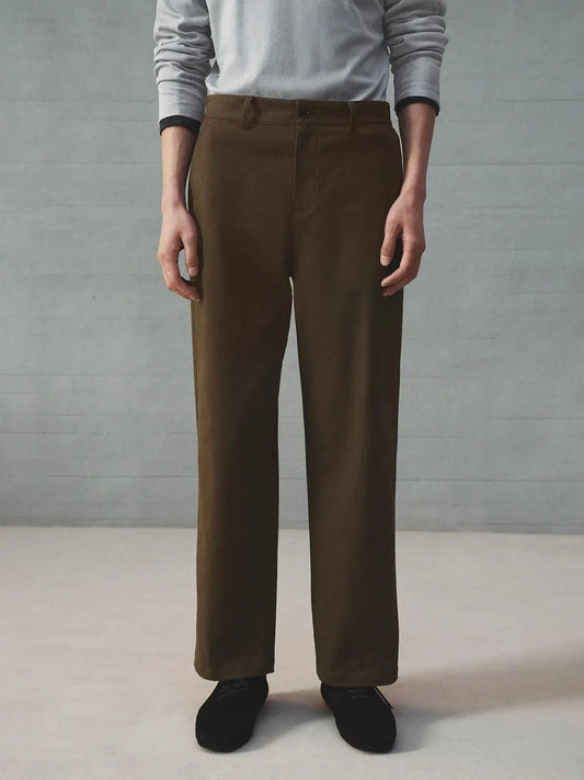 Straight-Leg Cotton Blend Tailored Pants