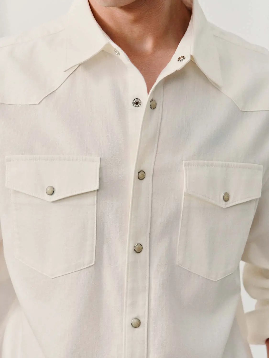 Long Sleeve Button Front Cotton Blend Shirt