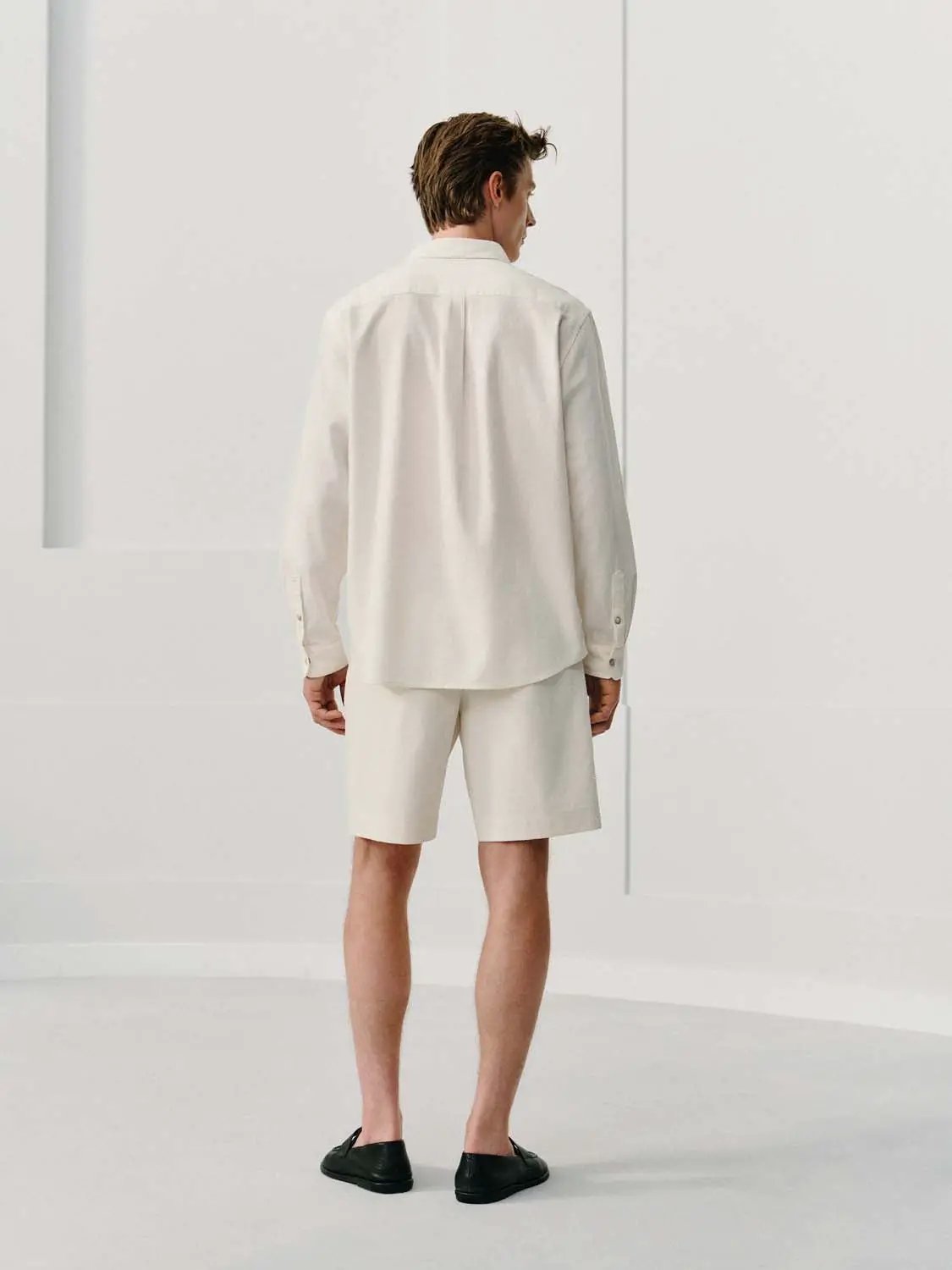 Long Sleeve Button Front Cotton Blend Shirt