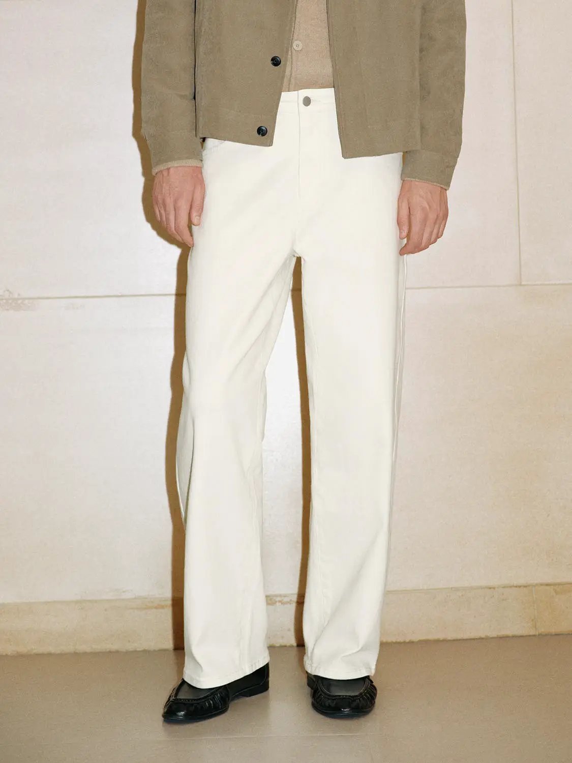 Mid-rise Cotton Blend Wide-leg Pants