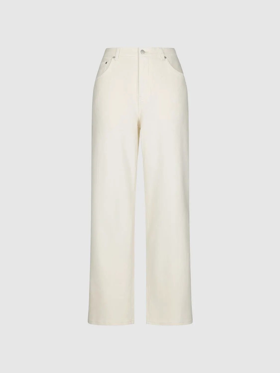 Mid-rise Cotton Blend Wide-leg Pants