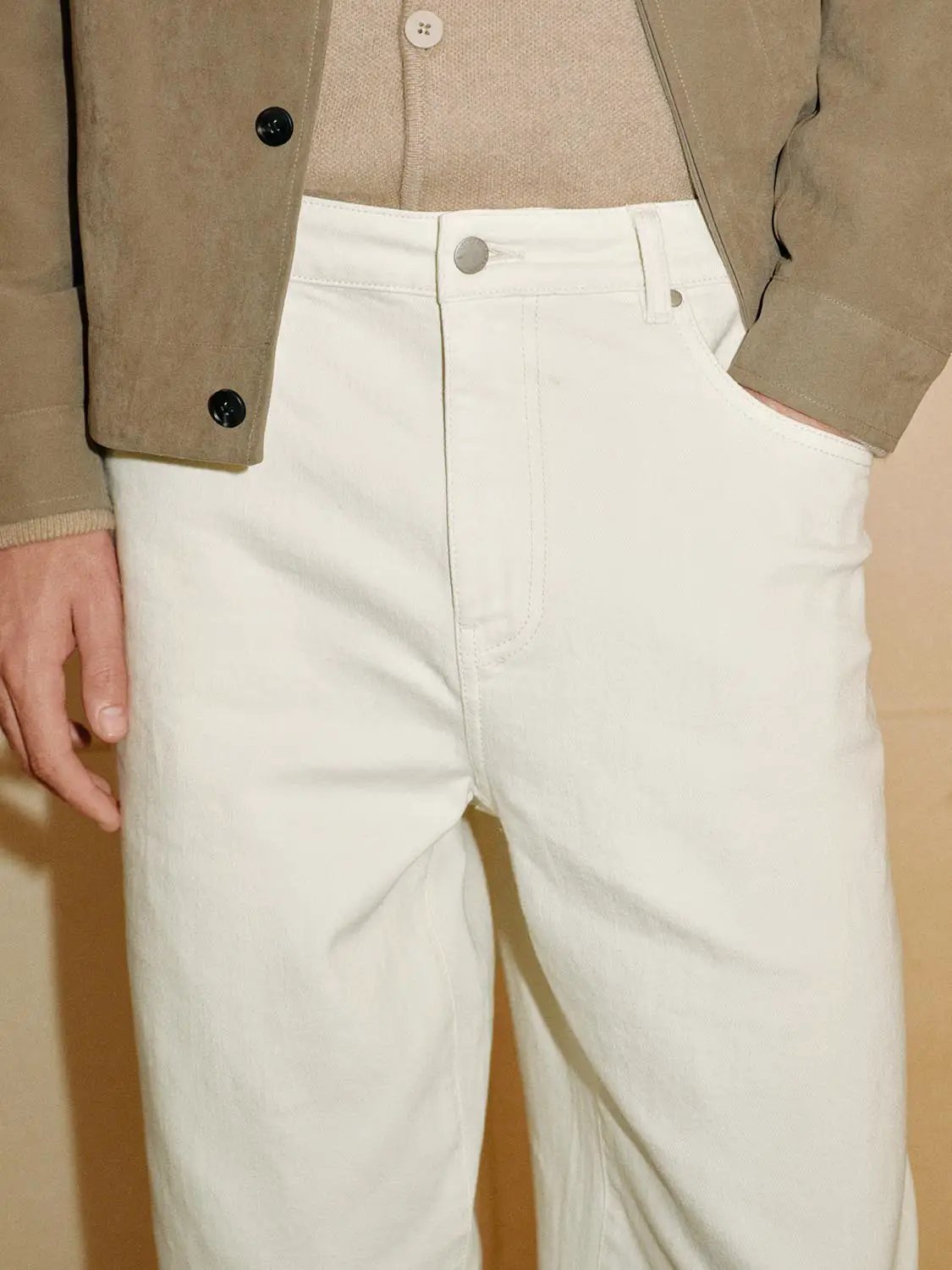 Mid-rise Cotton Blend Wide-leg Pants