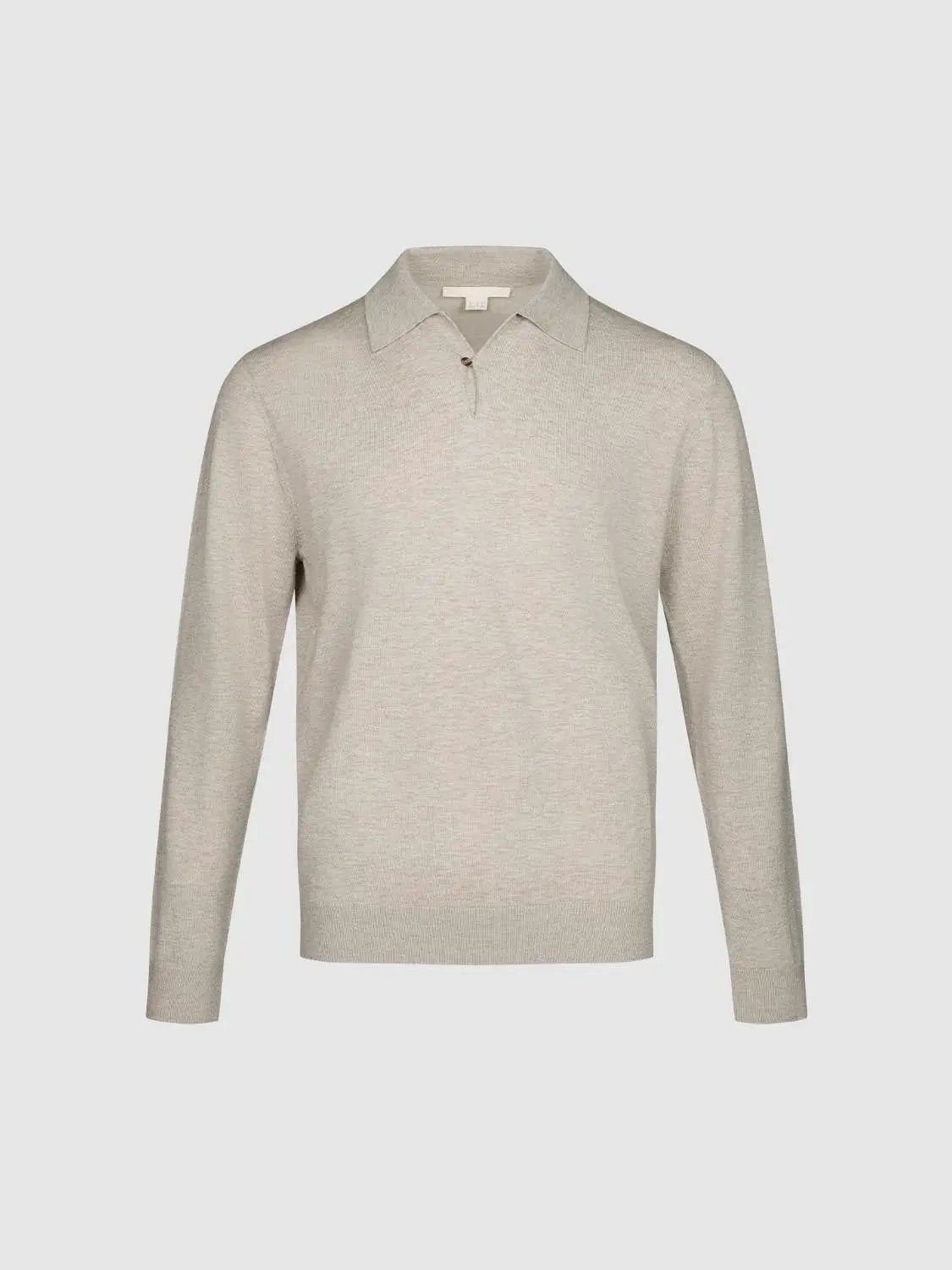 Heathered Ribbed Shirt Collar Long Sleeve Knit Sweater