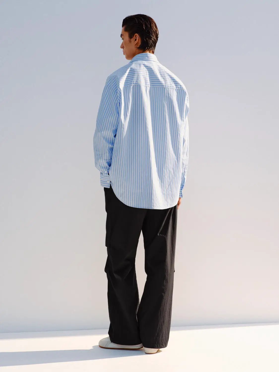 Vertical Striped Embroidered Cotton Shirt