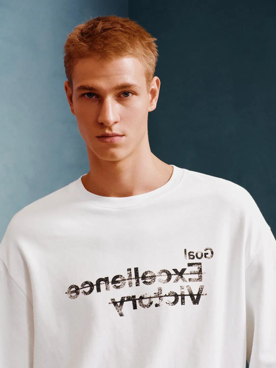 Crew Neck Text Print Short Sleeve Cotton Blend T-shirt