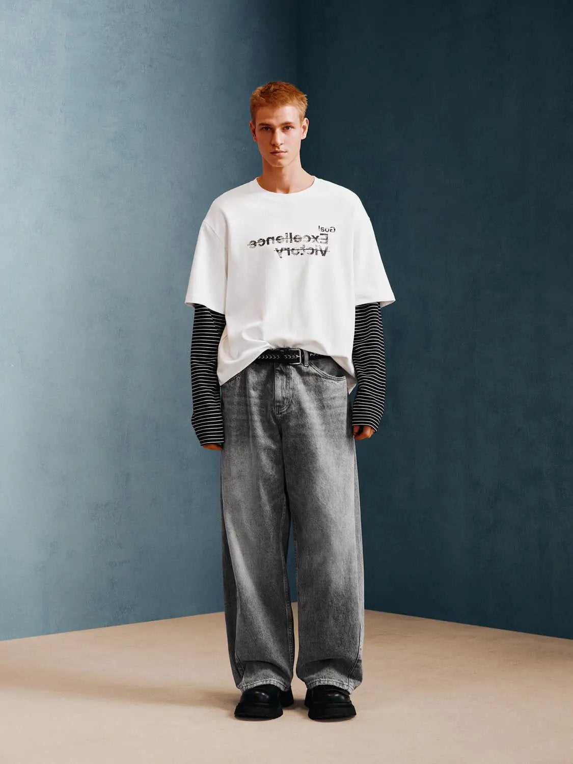 Crew Neck Text Print Short Sleeve Cotton Blend T-shirt
