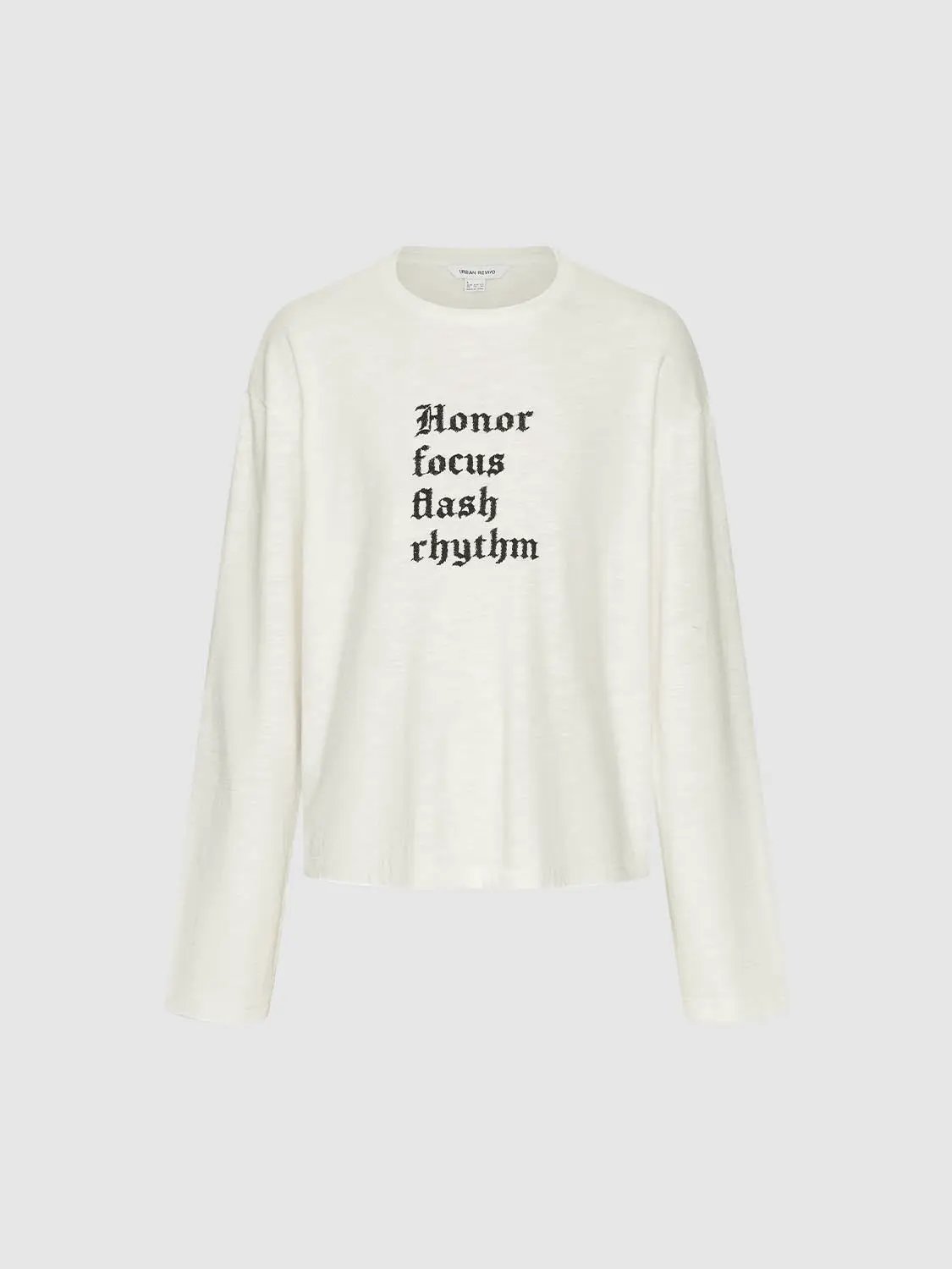 Embroidered Graphic Text Crew Neck Long Sleeve T-Shirt