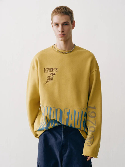 Text Print Crew Neck Long Sleeve Cotton Sweatshirt