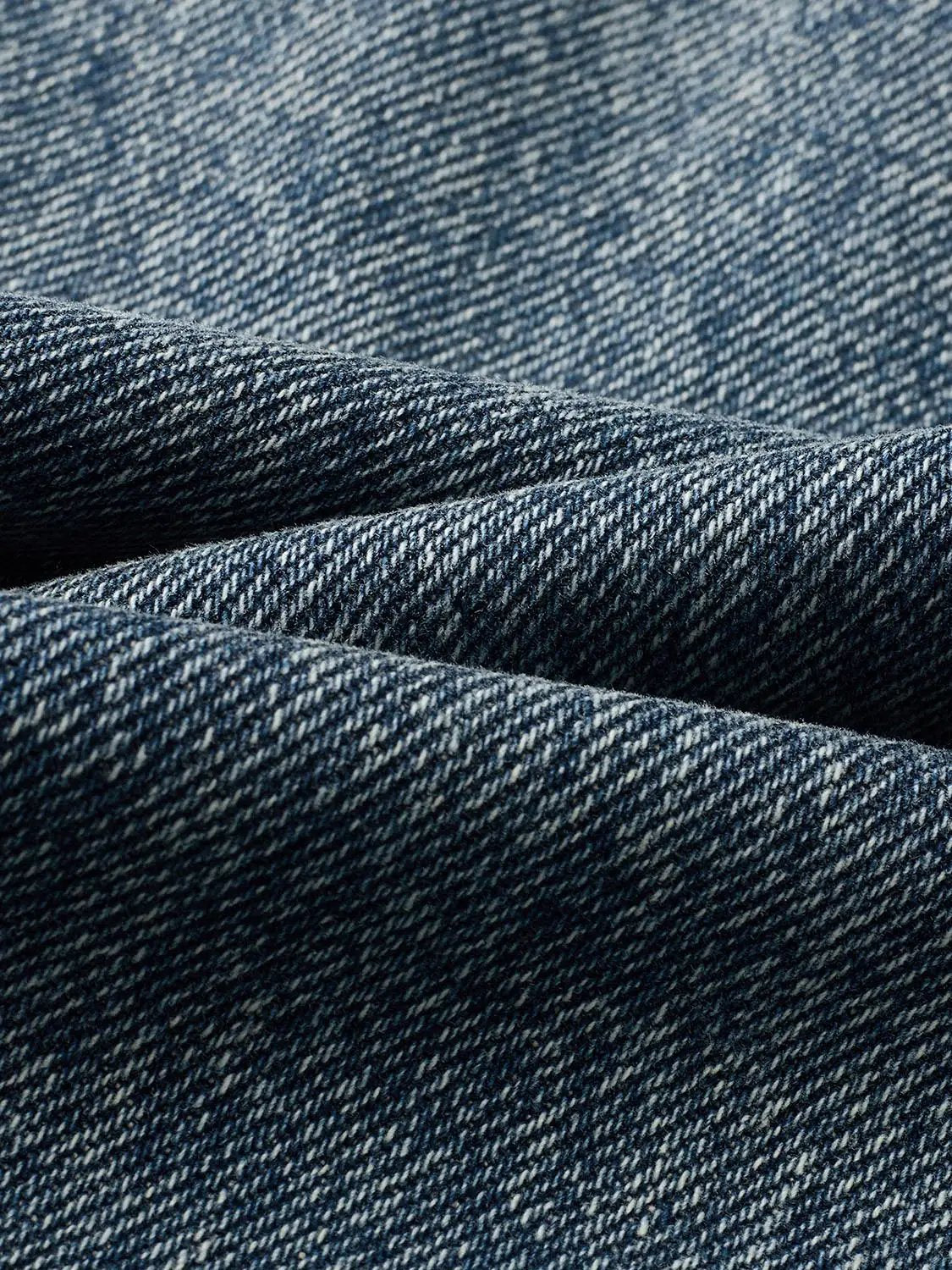 Washed Cargo Pocket Wide-leg Cotton Jeans